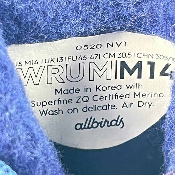 Allbirds Wool Runner Up Mizzle Blue High Top Walking Shoes Sneakers Men's Sz 14 - Picture 10 of 11